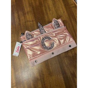 NWT Justice Girls Rose Gold Sparkly Unicorn Initial "C" Pencil Pouch